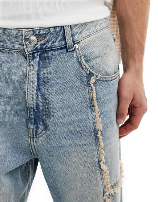 【BERSHKA】Baggy Jogger Jeans ベルシュカ デニム Bershka washed distressed denim baggy jeans in blue | ASOS