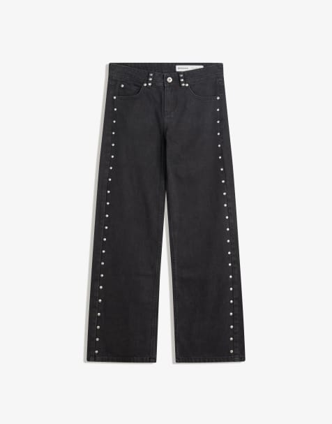 Bershka Baggy jeans with stars and studs in black - view 1
