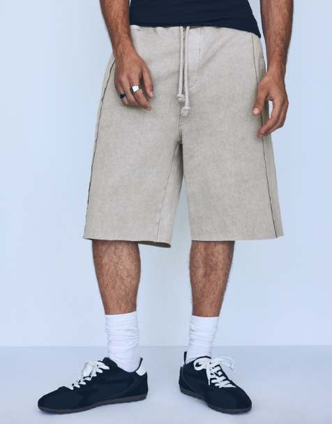 Bershka baggy jort bermudashorts i beige - view 1