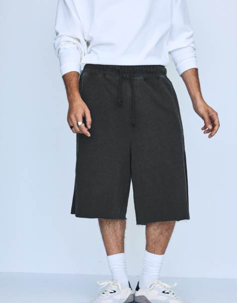 Bershka baggy jort bermudashorts i sort - view 1
