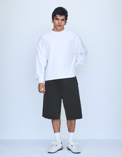 Bershka baggy jort bermudashorts i sort, 2 af 4
