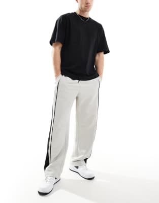 baggy leg tailored pants in charcoal-Gray