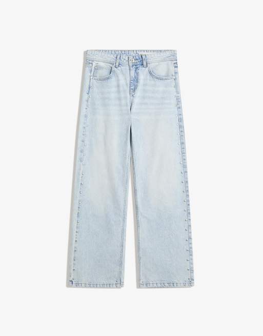 Bershka - Baggy og lyseblå jeans med stjernedetaljer og nitter, 4 af 4