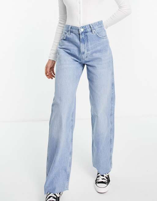 asos design baggy jeans in mid wash blue