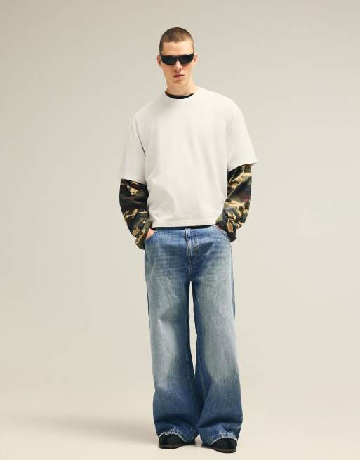 Bershka baggy skaterjeans i blått, 2 av 5
