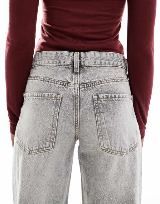 Bershka baggy straight leg jeans in washed gray | ASOS