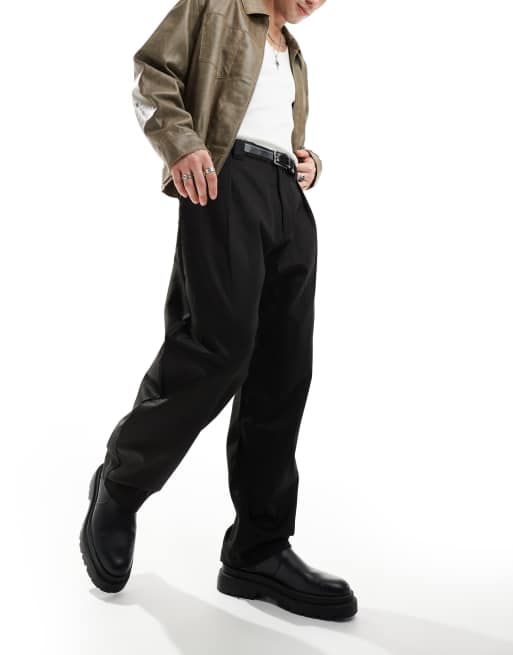 Bershka baggy tailored pants black