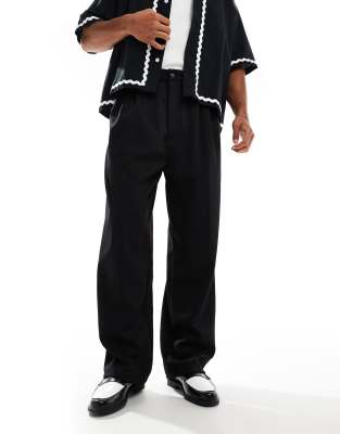 Bershka Bershka baggy tailored trouser in black