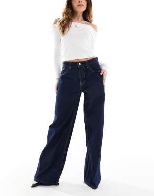 baggy wide leg jeans in indigo-Blue