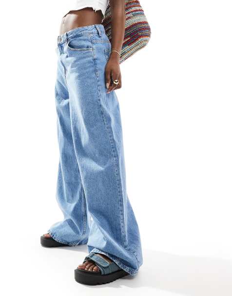 Bershka baggy wide leg jeans in light blue - view 1