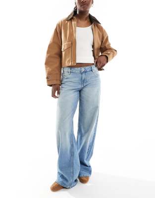 baggy wide leg jeans in light blue