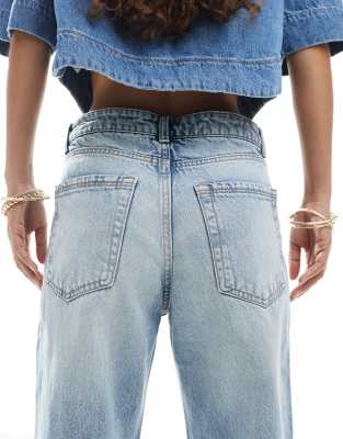 Bershka baggy wide leg jeans in light wash