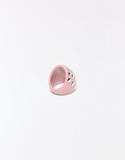 Bershka - Bague cloutée - Rose cendré, 3 de 3