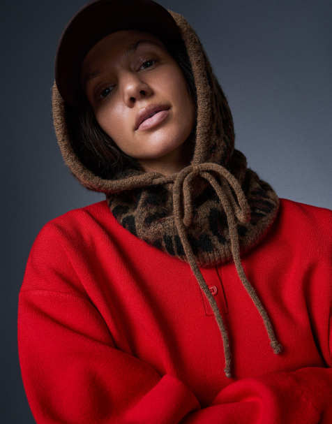 Bershka Balaklava mit Animal-Print in Braun - view 1