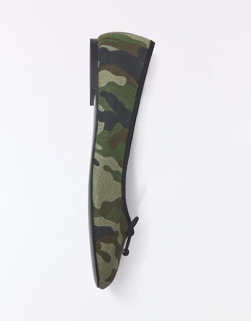 Bershka ballerinaer med sløjfe i camouflagegrøn, 5 af 7