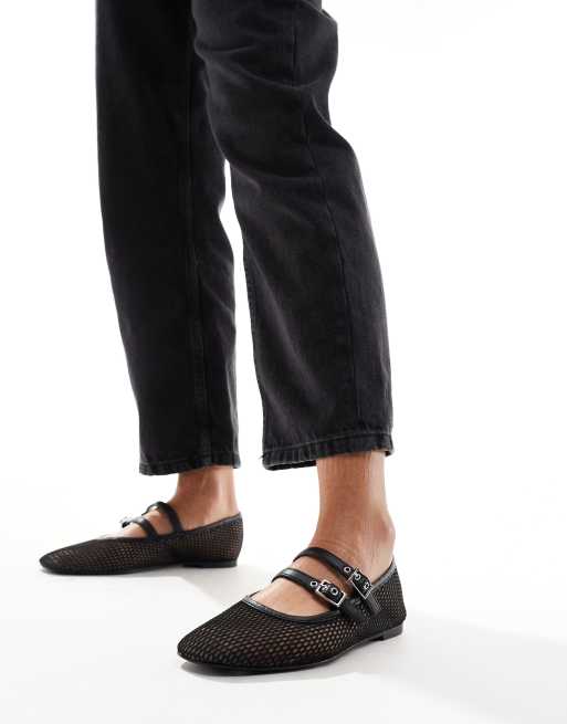 Bershka – Ballerinas aus Netzstoff in Schwarz, 3 von 4