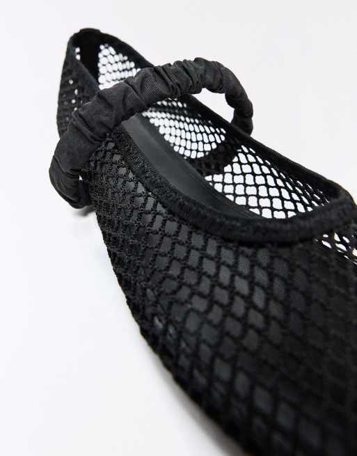Bershka – Ballerinas aus Netzstoff in Schwarz, 7 von 7