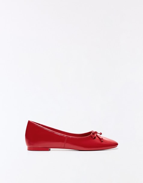 Bershka - Ballerina's met strik in rood - view 1