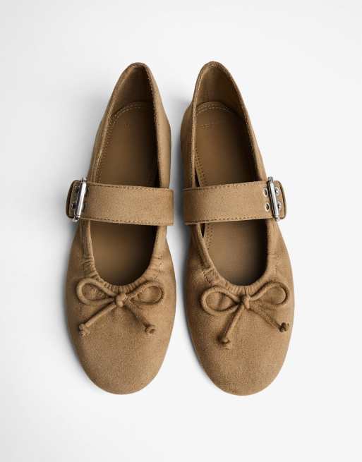 Bershka - Ballerine color cuoio con fibbia, 3 di 5