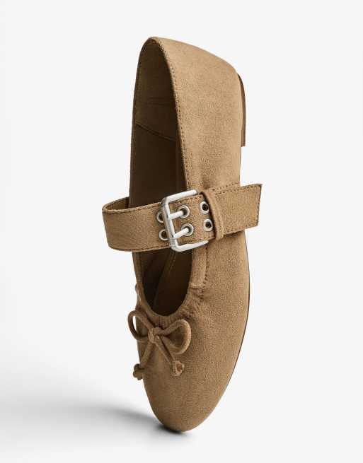 Bershka - Ballerine color cuoio con fibbia, 4 di 5