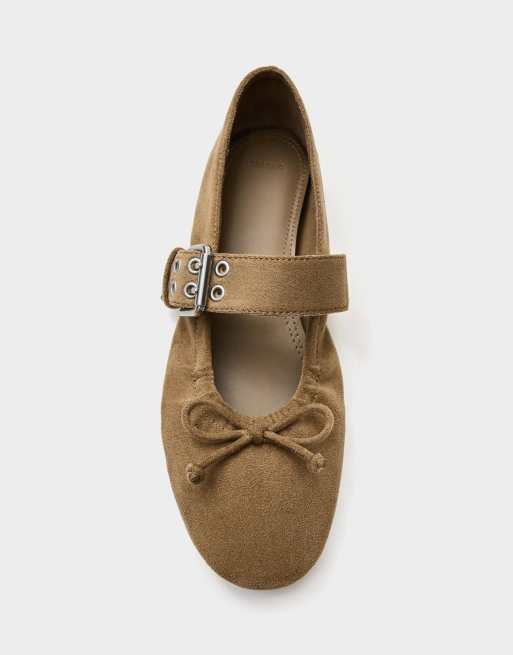 Bershka - Ballerine color cuoio con fibbia, 5 di 5
