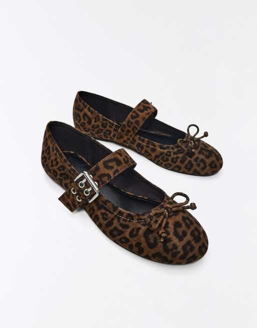 Bershka ballerine con fibbia leopardate marroni, 3 di 6