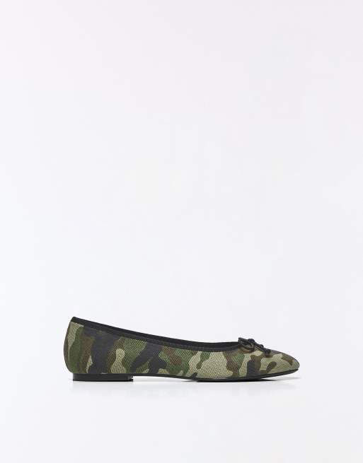 Bershka ballerine con fiocco color kaki, 3 di 7