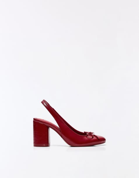 Bershka - Ballerines à talon et bride arrière - Rouge - view 1