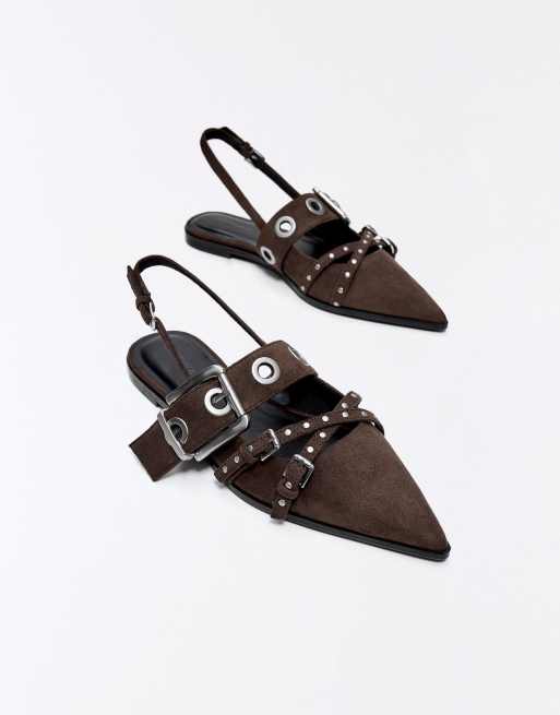 Bershka ballerines slingback à boucle marron, 7 de 7