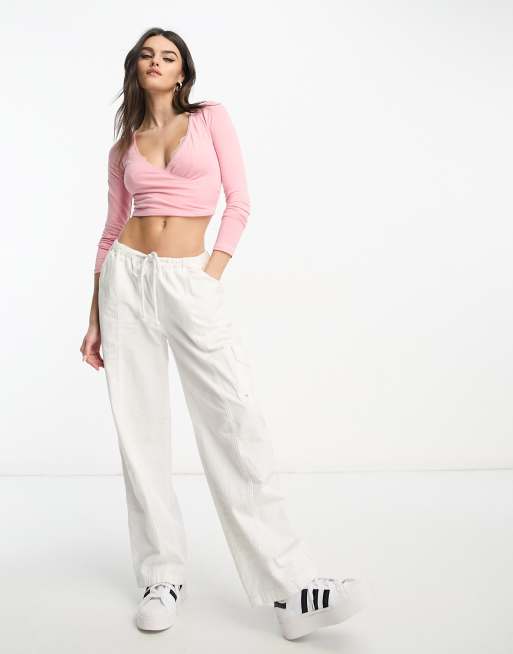 Jersey Wrap Top - Light pink - Ladies