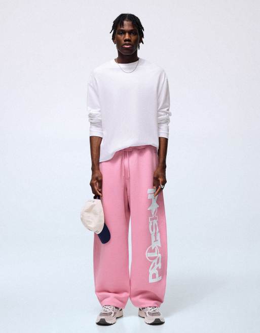 Bershka Ballonhose mit seitlichem Print in Pink, 2 von 6
