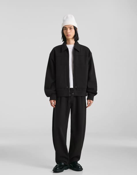 Bershka – Balloon Fit Flanellhose in Schwarz - view 1