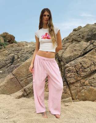 Bershka - Balloon-Fit-Hose in Rosa mit Cargo-Taschen