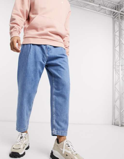 Bershka balloon fit jeans in light blue