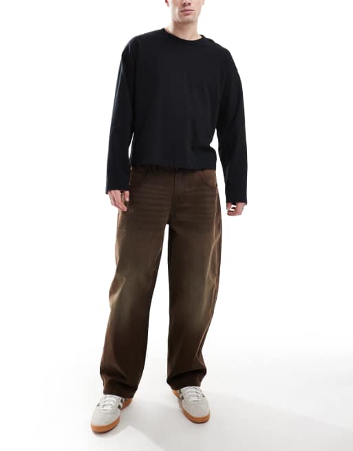 Bershka balloon fit jeans in vintage brown