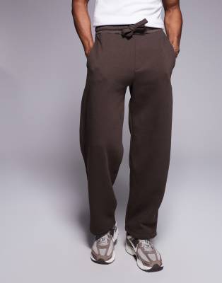 Bershka Balloon Fit Sweatpants In Brown