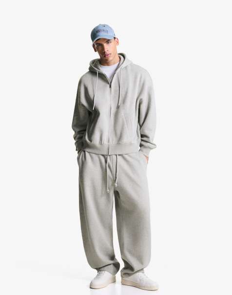 Bershka Balloon fit Tracksuit bottoms in light grey - view 1