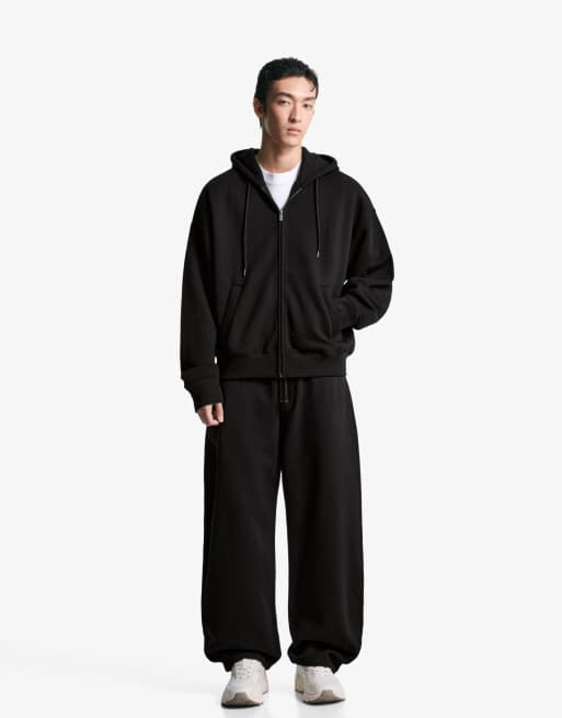 Bershka Balloon fit trousers in black