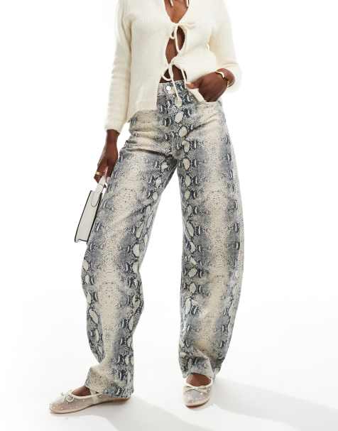 Bershka balloon jeans in snakeskin print - view 1