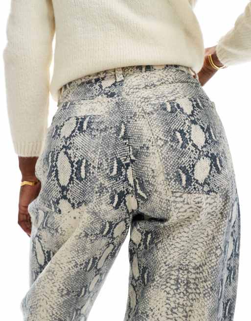 Bershka balloon jeans in snakeskin print