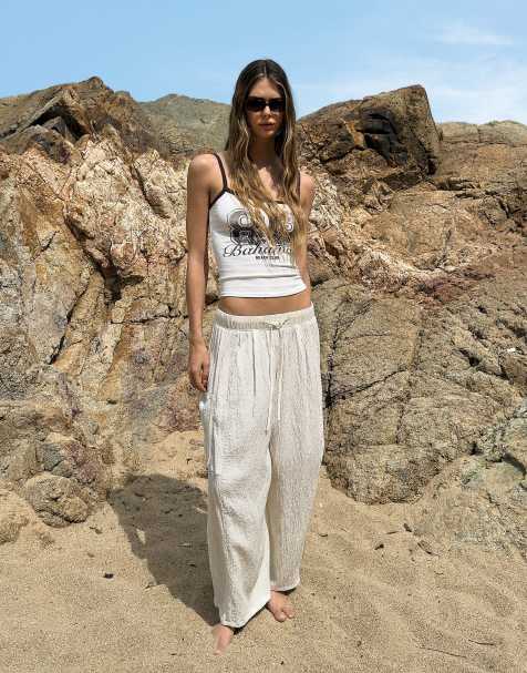 Bershka balloon leg cargo trousers in white - view 1