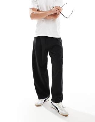 balloon tailored pants in black