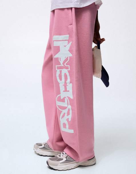 Bershka Balloon trousers with side print in pink - view 1