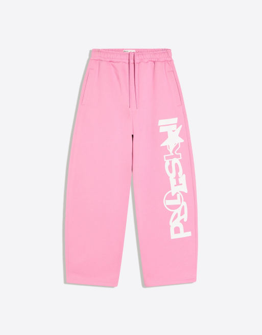 Bershka Balloon trousers with side print in pink, 6 of 6