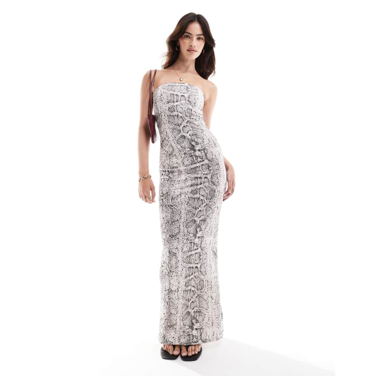 Bershka bandeau bodycon maxi dress in snakeskin print ASOS