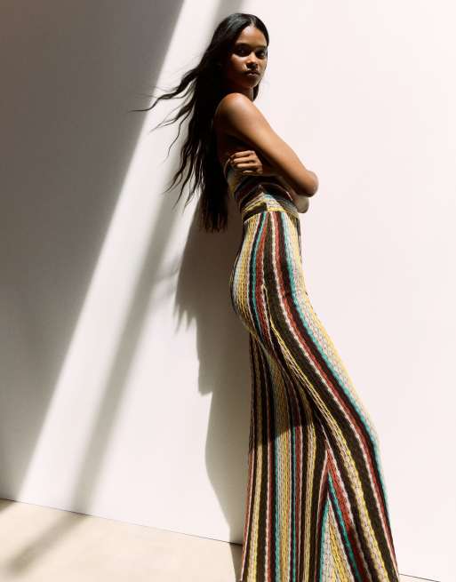 Bershka Bandeau midi dress in brown, 2 of 4