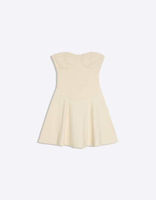 Bershka bandeau-minikjole i beige, 5 af 5