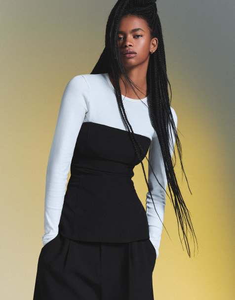 Bershka Bandeau top in black - view 1