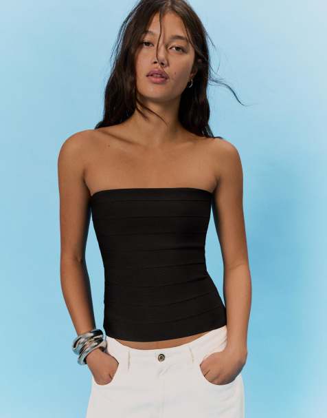 Bershka Bandeau top in black - view 1