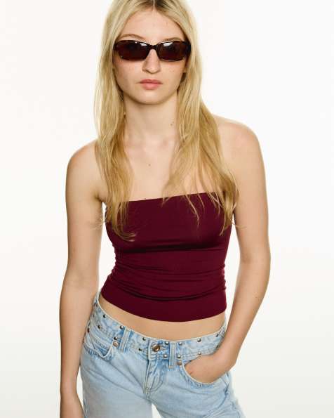 Bershka - Bandeau-top in bordeauxrood - view 1